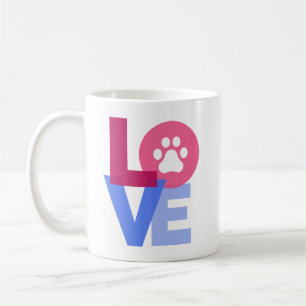 Mug AMOUR avec patte et photo personnelle nom de l'ani