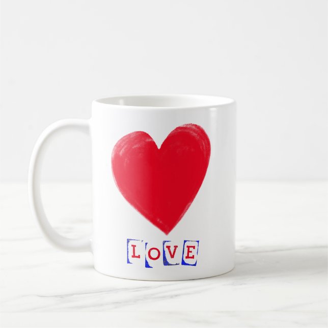 Mug Amour avec un grand coeur Cadeau de Saint Valentin (Gauche)