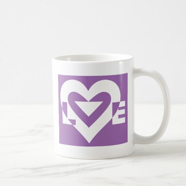 Mug Amour blanc sur violet (Droite)