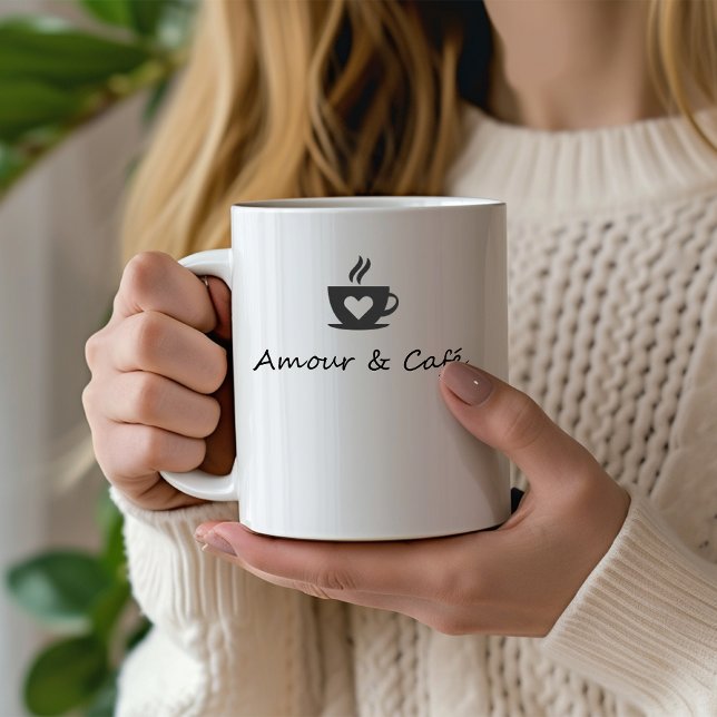 Mug Amour & Café français élégant (Love & Coffee) (Amour & cafe. Elegant french design for coffee lovers.)