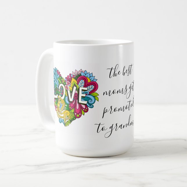 Mug Amour du coeur floral, pour la 1ère grand-mère) (Devant gauche)