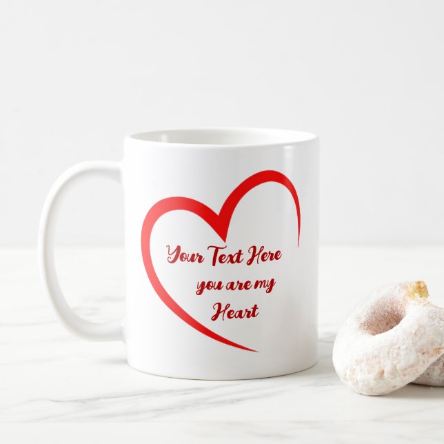 Mug Amour du coeur romantique personnalisé (Avec donut)