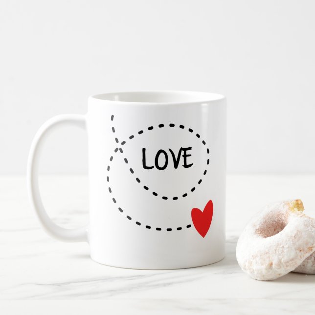 Mug Amour Et Coeur Rouge (Avec donut)
