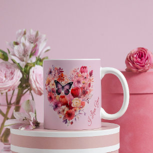 Mug Amour Fluttering   Coeur floral   Saint Valentin