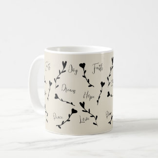 Mug Amour Foi Espoir Joie Rêver la paix dans Linen