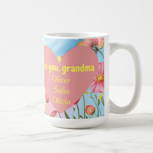 Mug amour grand-mère coeur rose fleur sauvage (Créateur téléchargé)