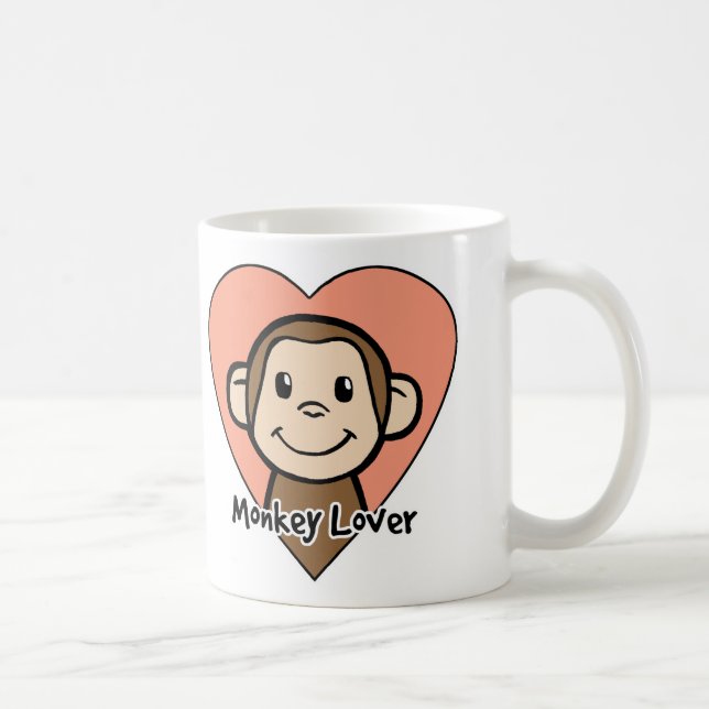 Mug Amour mignon de singe de sourire de clipart (Droite)