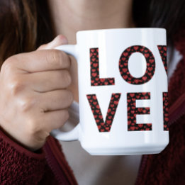 Mug AMOUR Moderne Avec Coeurs Rouges Typographie