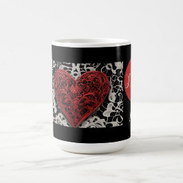 Mug Amour moderne rouge et noir dentelle