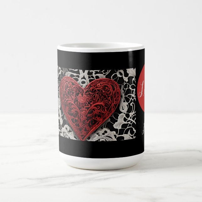 Mug Amour moderne rouge et noir dentelle (Centre)