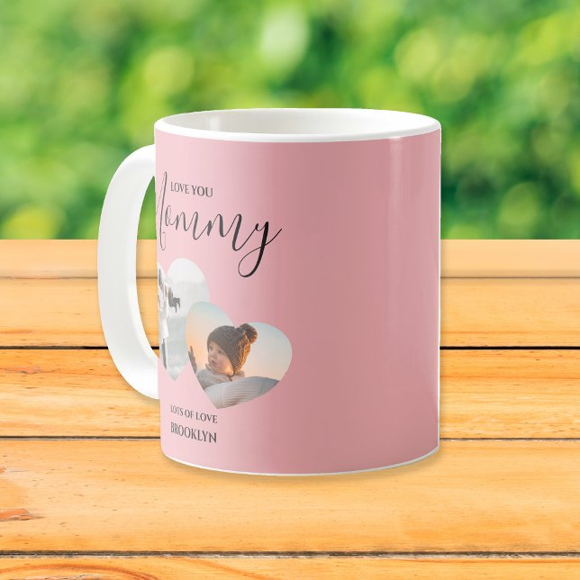 Mug Amour Moderne Tu Maman | 2 Photo cardiaque (Créateur téléchargé)