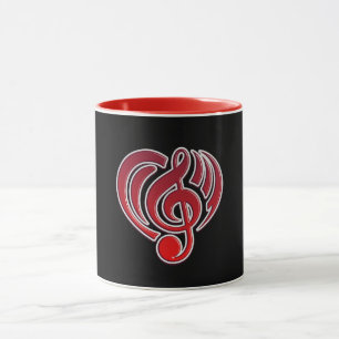 Mug Amour Musical Vibrations Rouge Note de Musique DJ