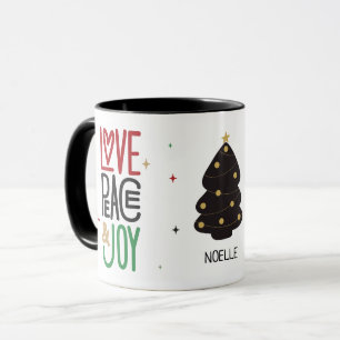 Mug Amour, Paix et Joie Arbre de Noël