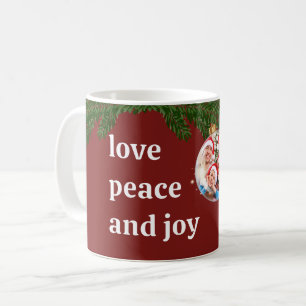 Mug Amour Paix Joie Noël Photo Famille Bordeaux