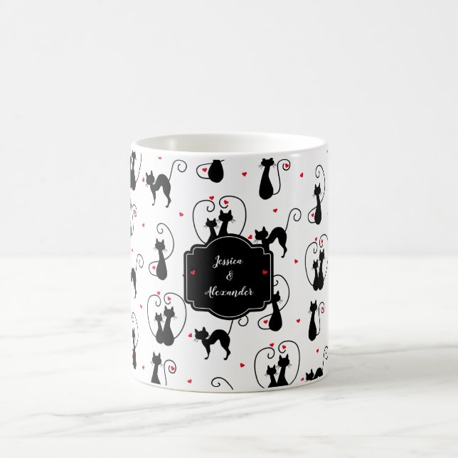 Mug Amour personnalisé de chat noir (Centre)