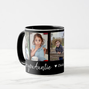Mug Amour personnalisé Vous Tante 5 Photo Collage noir