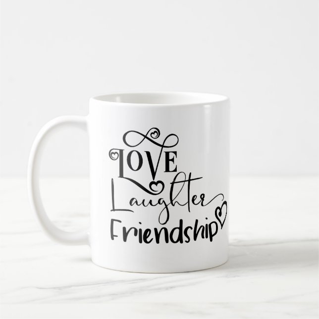 Mug Amour Rire Amitié Dire Typographie (Gauche)