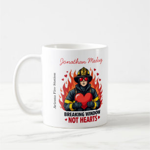 Mug Amour unique de pompier Texte noir et rouge