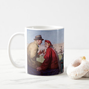 Mug Amour vintage et romance, Couple au jeu de footbal