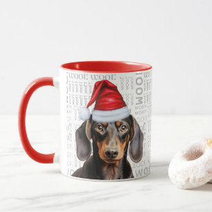 Mug Amoureux de Dachshund Lisse Mignon Noël Fêtes