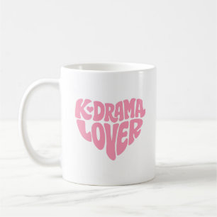 Mug Amoureux de Kdrama Simple Cœur Rose Minimal Typogr