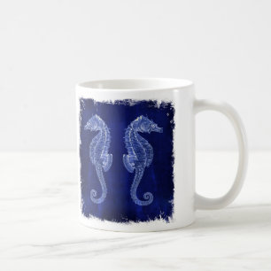Mug amoureux de la plage littoral océan bleu hippocamp
