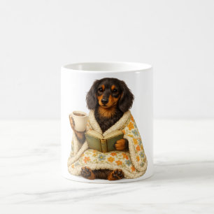Mug Amoureux de livres de café Teckel — Teckel de lect
