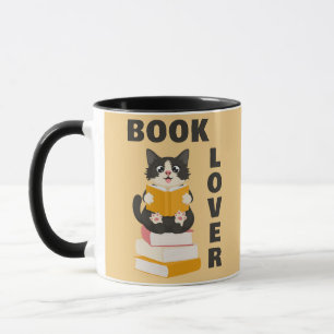 Mug Amoureux de livres Kawaii Retour à l'école Chat de