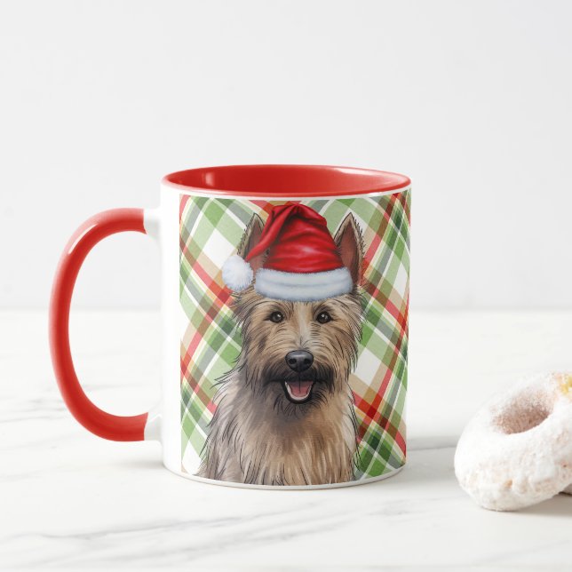 Mug Amoureux des chiens Berger Picard Holiday Plaid (Avec donut)