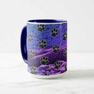 Mug Amoureux des chiens Blue Purple Clouds Black Puppy