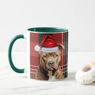 Mug Amoureux des chiens Brown Pitbull Holiday Red Gree