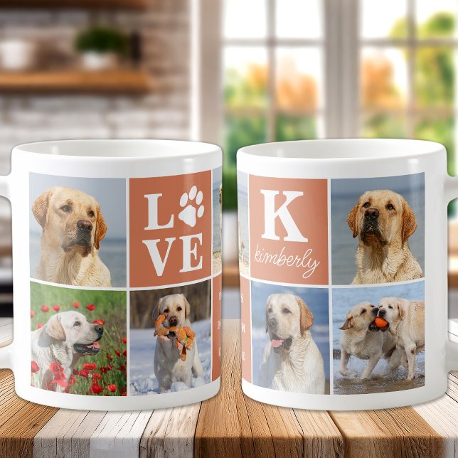 Mug Amoureux des chiens Custom 7 Photo Collage Boho Or (Créateur téléchargé)