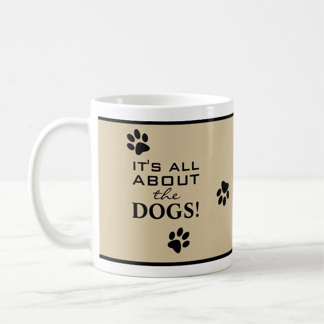 Mug Amoureux des chiens de typographie Empreinte de pa (Gauche)