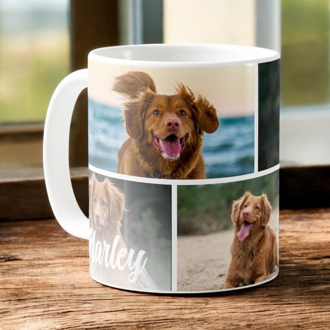 Mug Amoureux des chiens Personnalisé 4 Photo Pet Colla (Créateur téléchargé)