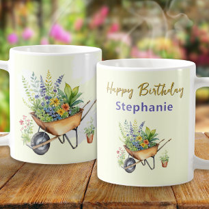 Mug Amoureux des jardins Wheelbarrow Watercolor Joyeux
