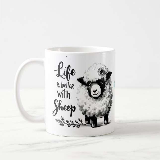Mug amoureux des moutons sur mesure : la vie est m (Gauche)