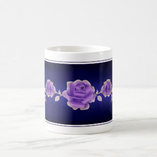 Mug Amoureux rose Design Rose violet sur Métallic Bleu