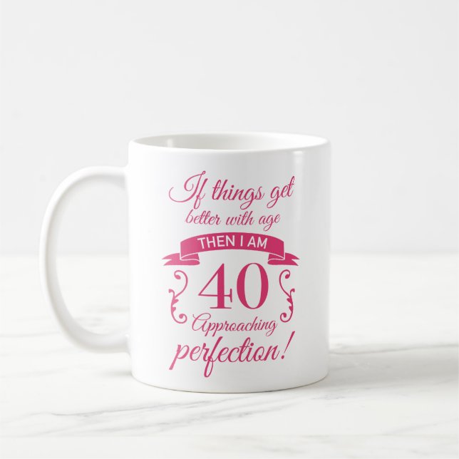 Mug Amusant 40ème anniversaire 'Perfection' (Gauche)