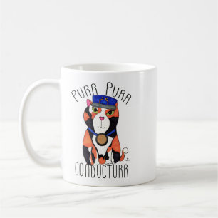 Mug Amusant Calico Cat Train Conducteur Moto Dessin