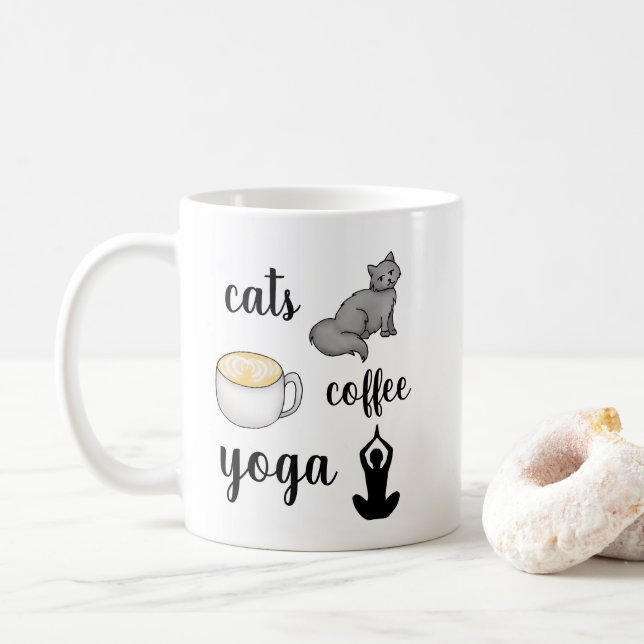 Mug Amusant Cats Café Yoga Lover (Avec donut)