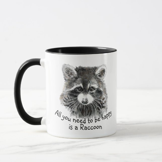 Mug Amusant Couleur d'eau douce Raccoon Inspirationnel (Gauche)