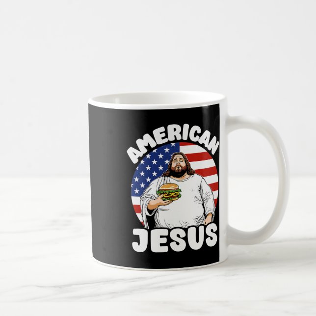 Mug Amusant Gras Américain Jesus Hamburger Sarcastique (Droite)