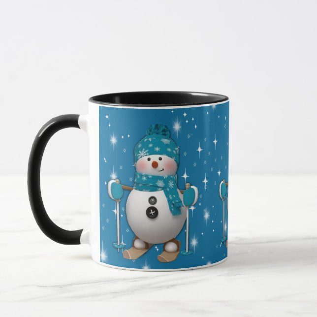 Mug Amusant Happy Ski Snowman (Gauche)