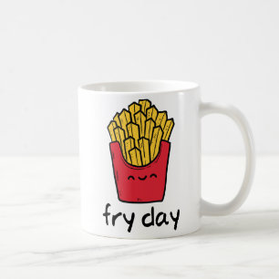 Mug Amusant jeu de mot vendredi heureux frites dessin