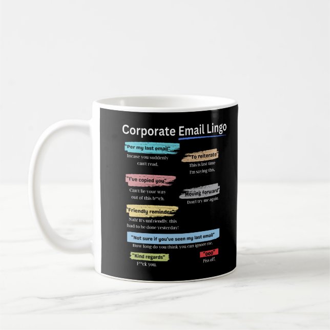Mug Amusant Lingo d'e-mail d'entreprise (Gauche)