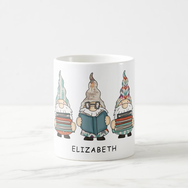 Mug Amusant Livre Lecture Gnomes Personnalisé (Centre)