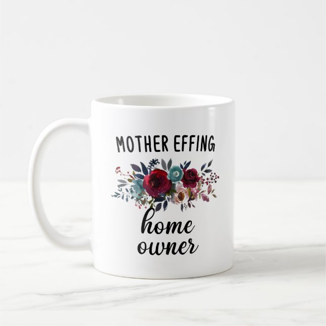 Mug Amusant Ménage, Floral Nouveau Propriétaire (Gauche)