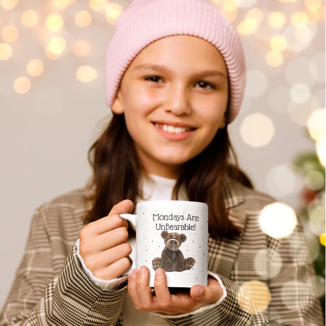 Mug Amusant Ours Brown mignonne Lundi Pun de travail A (Créateur téléchargé)