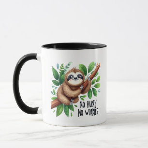 Mug Amusant paresseux hâte de s'inquiéter mot art