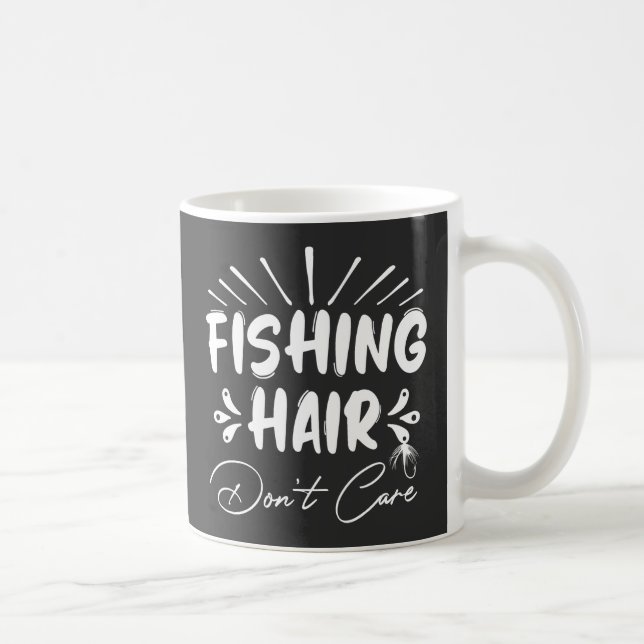 Mug Amusant pêcheur, les cheveux de pêche s'en fiche (Droite)